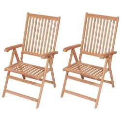Chaises inclinables de jardin lot de 2 Bois de teck solide 