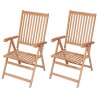 Chaises inclinables de jardin lot de 2 Bois de teck solide 