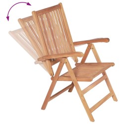 Chaises inclinables de jardin lot de 2 Bois de teck solide 