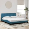 Cadre de lit sans matelas bleu 180x200 cm velours 