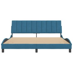Cadre de lit sans matelas bleu 180x200 cm velours 