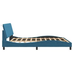 Cadre de lit sans matelas bleu 180x200 cm velours 