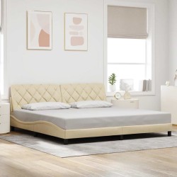 Cadre de lit sans matelas crème 200x200 cm tissu 