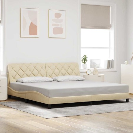 Cadre de lit sans matelas crème 200x200 cm tissu 