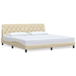Cadre de lit sans matelas crème 200x200 cm tissu 