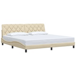 Cadre de lit sans matelas crème 200x200 cm tissu 
