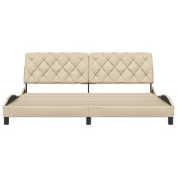 Cadre de lit sans matelas crème 200x200 cm tissu 