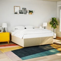 Cadre de lit sans matelas crème 200x200 cm tissu 