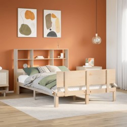 Lit bibliothèque sans matelas 120x190 cm bois de pin massif 
