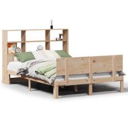 Lit bibliothèque sans matelas 120x190 cm bois de pin massif 