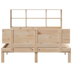 Lit bibliothèque sans matelas 120x190 cm bois de pin massif 