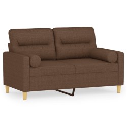 Canapé 2 places avec oreillers décoratifs marron 120 cm tissu 