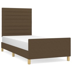 Cadre de lit sans matelas marron foncé 90x200 cm tissu 