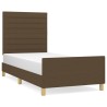 Cadre de lit sans matelas marron foncé 90x200 cm tissu 