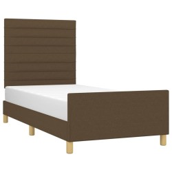Cadre de lit sans matelas marron foncé 90x200 cm tissu 