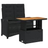 Ensemble à manger de jardin coussins 2pcs noir résine tressée 