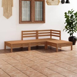 Salon de jardin 4 pcs Marron miel Bois de pin massif 