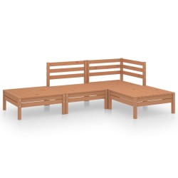 Salon de jardin 4 pcs Marron miel Bois de pin massif 