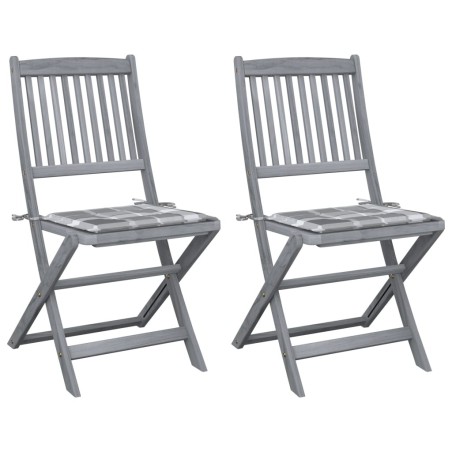 Chaises pliables d'extérieur lot de 2 et coussins Bois d'acacia 