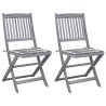 Chaises pliables d'extérieur lot de 2 et coussins Bois d'acacia 