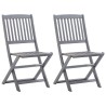 Chaises pliables d'extérieur lot de 2 et coussins Bois d'acacia 