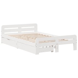 Cadre de lit sans matelas blanc 135x190 cm bois de pin massif 