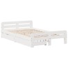 Cadre de lit sans matelas blanc 135x190 cm bois de pin massif 