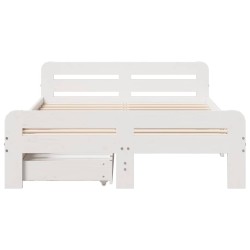 Cadre de lit sans matelas blanc 135x190 cm bois de pin massif 