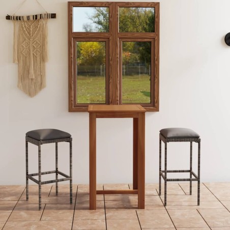 Ensemble de bar de jardin avec coussins 3 pcs Gris 