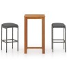 Ensemble de bar de jardin avec coussins 3 pcs Gris 