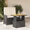 Ensemble à manger de jardin coussins 2pcs noir résine tressée 