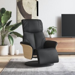 Fauteuil inclinable avec repose-pieds noir similicuir 