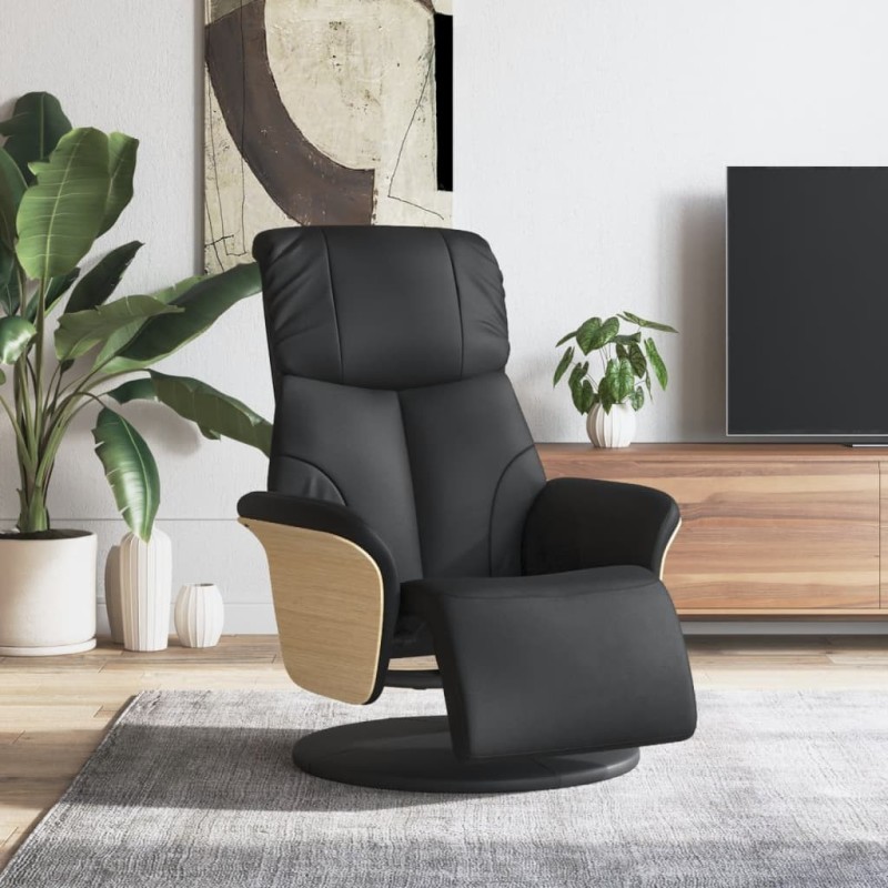 Fauteuil inclinable avec repose-pieds noir similicuir 