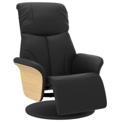 Fauteuil inclinable avec repose-pieds noir similicuir 