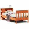 Lit bibliothèque sans matelas cire marron 90x190 cm pin massif 