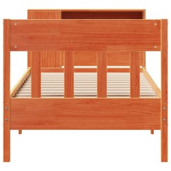 Lit bibliothèque sans matelas cire marron 90x190 cm pin massif 