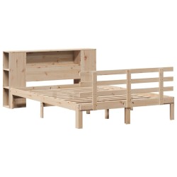 Lit bibliothèque sans matelas 120x200 cm bois de pin massif 
