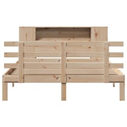 Lit bibliothèque sans matelas 120x200 cm bois de pin massif 