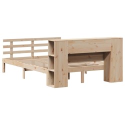 Lit bibliothèque sans matelas 120x200 cm bois de pin massif 