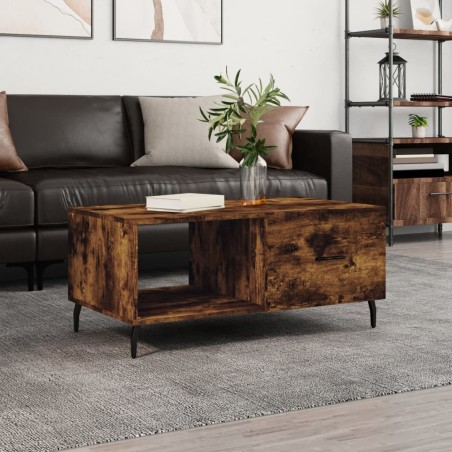 Table basse chêne fumé 90x50x40 cm bois d'ingénierie 