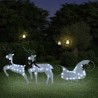 Décoration de Noël Renne et traîneau 60 LED extérieur Blanc 
