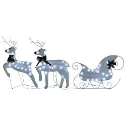 Décoration de Noël Renne et traîneau 60 LED extérieur Blanc 