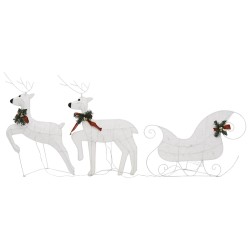 Décoration de Noël Renne et traîneau 60 LED extérieur Blanc 