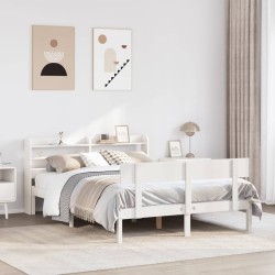Cadre de lit sans matelas blanc 135x190 cm bois de pin massif 