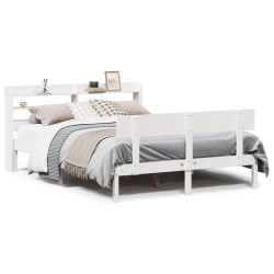 Cadre de lit sans matelas blanc 135x190 cm bois de pin massif 