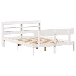 Cadre de lit sans matelas blanc 135x190 cm bois de pin massif 