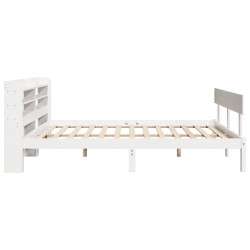 Cadre de lit sans matelas blanc 135x190 cm bois de pin massif 