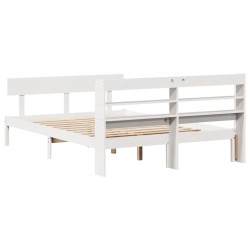 Cadre de lit sans matelas blanc 135x190 cm bois de pin massif 