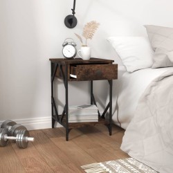 Table de chevet chêne fumé 40x42x60 cm bois d'ingénierie 