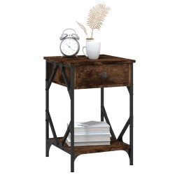 Table de chevet chêne fumé 40x42x60 cm bois d'ingénierie 